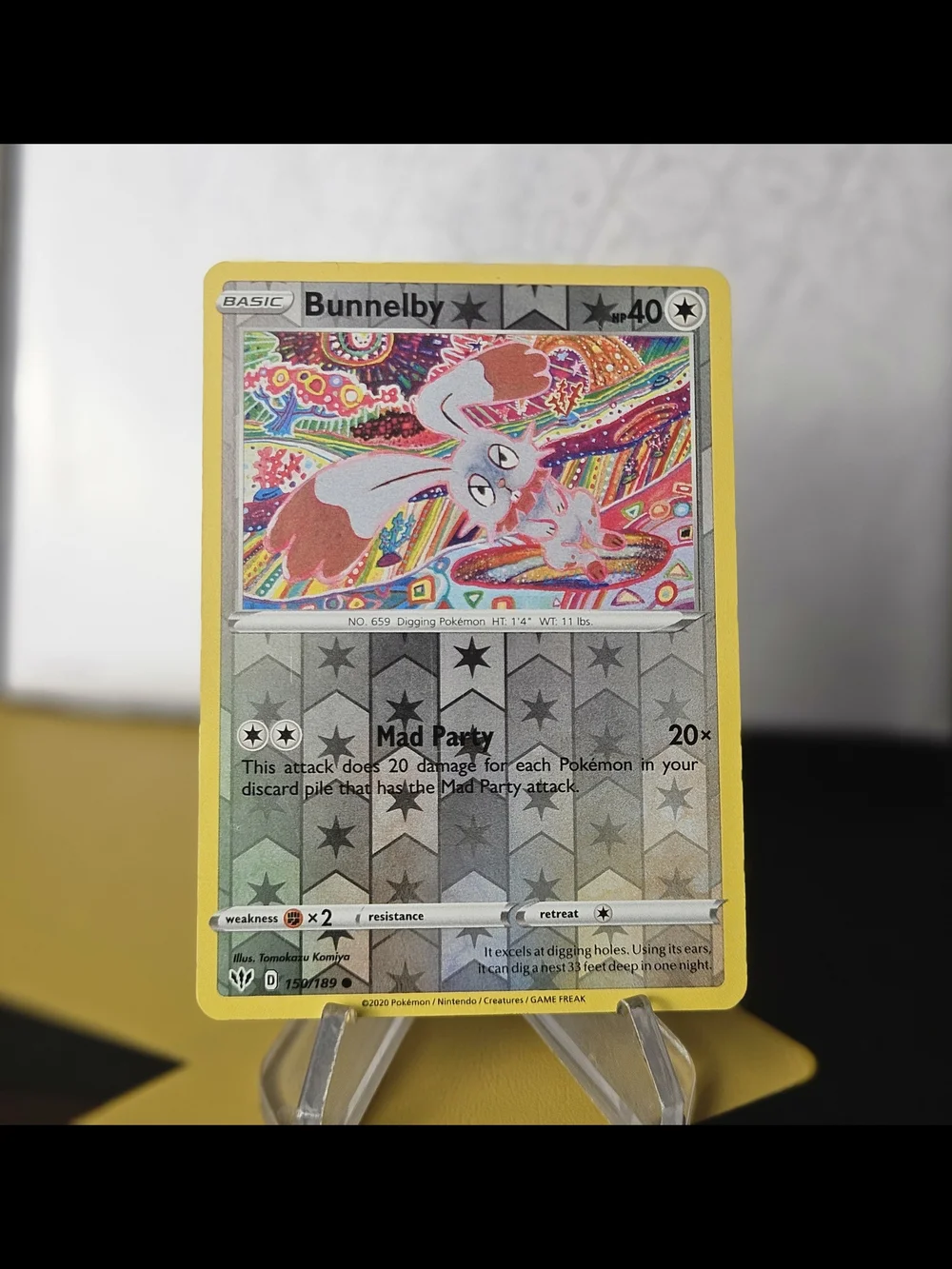 Bunnelby 150/189 Pokemon TCG Reverse Holo Rare